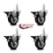 Service Caster 3.5'' Maroon Poly Wheel Swivel 7/8'' Square Stem Caster Set with Brake, 4PK SCC-SQ20S3514-PPUB-MRN-PLB-78-4 - alternate 4